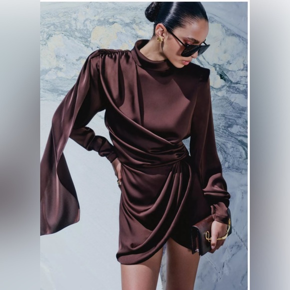 RONNY KOBO Draped Bianca Dress in Chocolate Brown Size XL NWT - Picture 1 of 6